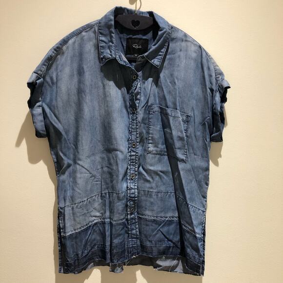 Rails Shirt Women's XS Courtney Chambray Button Down Raw Released Hem Blue - Picture 1 of 10